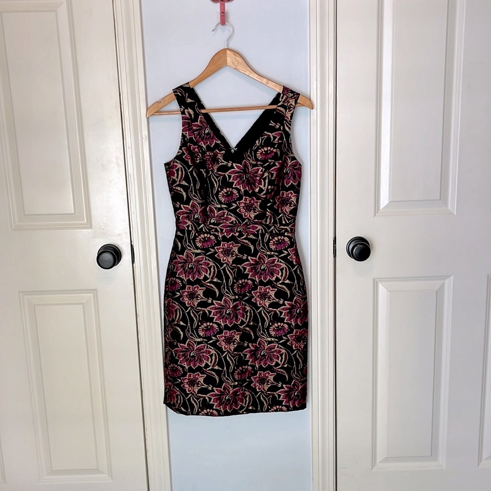 J.Crew sparkly jacquard black floral fitted cocktail dress